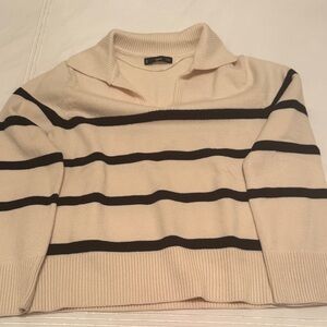 Mango Striped Cream and Black Sweater